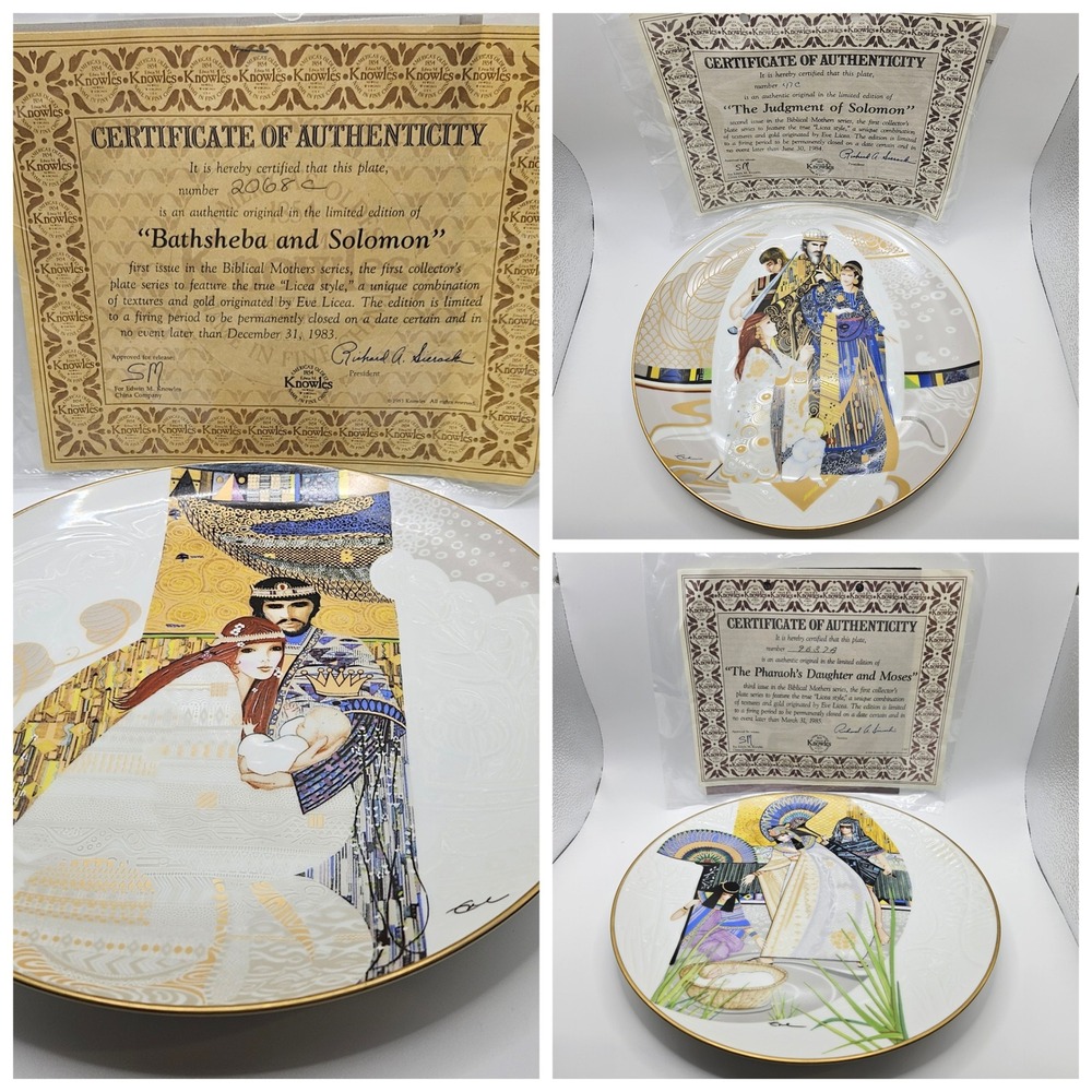 Vintage 1980s‎ Edwin Knowles Biblical Mothers Series Plates 1-3 Limited Edition